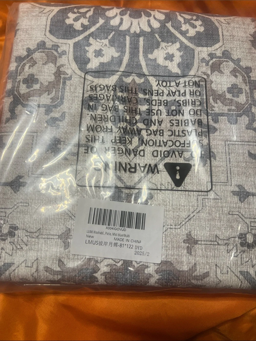 Lumi Blue Floral Medallion Patio/Mud Room Area Rug - Home Accents (washable)
